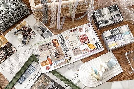 15 Rolls Lace Patterns PET Tapes Floral Arts Decorative Tape Set Adhesive Transparent Masking Tapes for DIY Craft, Kids, Scrapbook, DIY, Gift Wrapping, Journal (2-Whisper of Dawn)