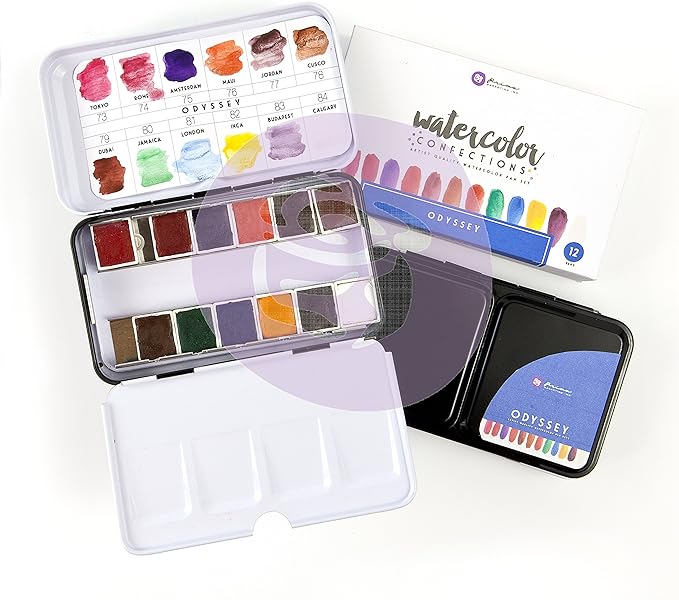 Prima Marketing Watercolor Confections ART PHILOSOPHY Confections Watercolour Pans Odyssey 12pk