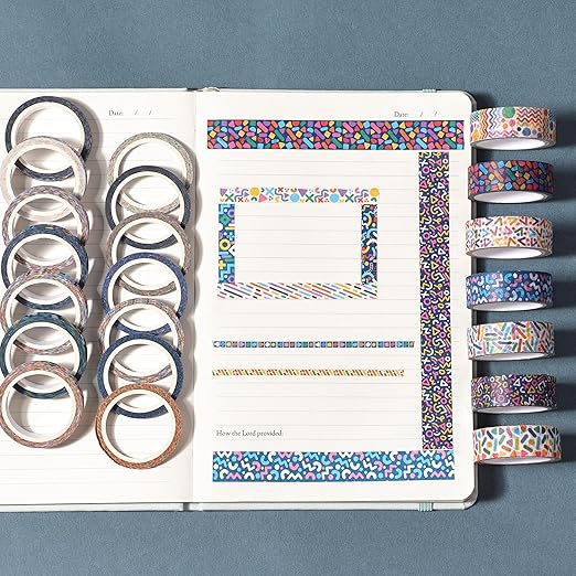 Mr. Pen- Washi Tape Set, 21 Rolls, Assorted Sizes, Geo Labyrinth, Washi Tape for Journaling