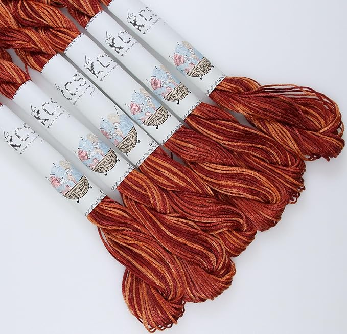 KCS Big skeins of 25 Meters Size 25 Color Variegated Cross Stitch Stranded Threads,6 skeins,69