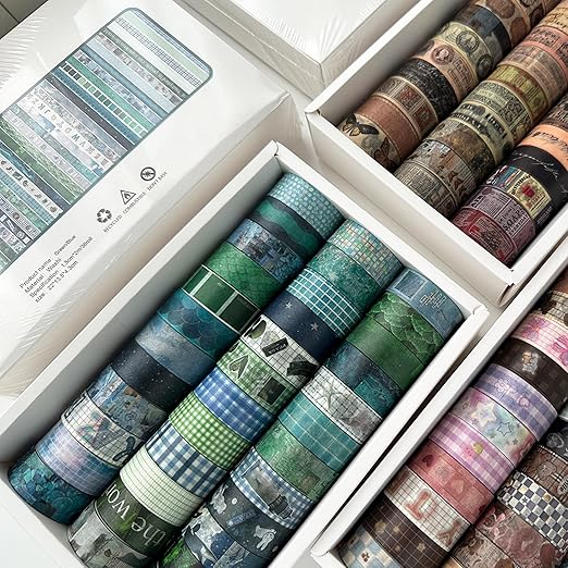 yubbaex vintage washi tape value pack 36 rolls antique printed masking tape retro decorative for arts, diy crafts, journal supplies, planners, scrapbook, card/gift wrapping (classical)