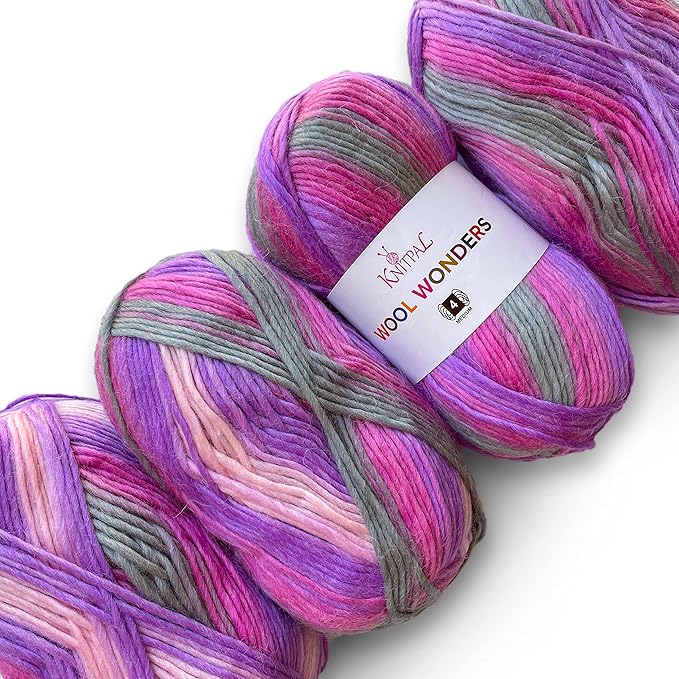Wool Wonders Yarn for Crocheting, 4-Pack (640Yds / 400G), Free Patterns - Wool Yarn for Knitting - Aran/Heavy #4 Medium Worsted Weight - Mauve Pink
