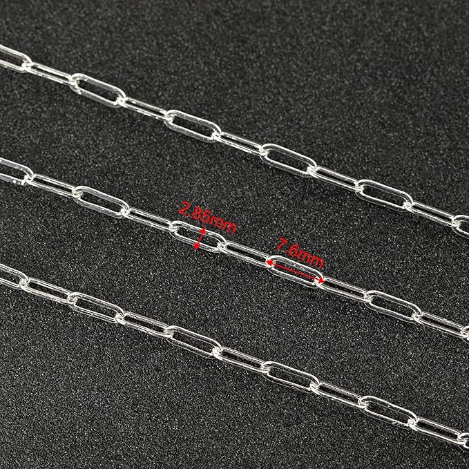 YOUBEIYEE 32.8 Feet Silver Paperclip Chain for Jewelry Making Silver Plated Brass Chain Roll for Women Necklace Bracelet DIY Jewelry Supplies