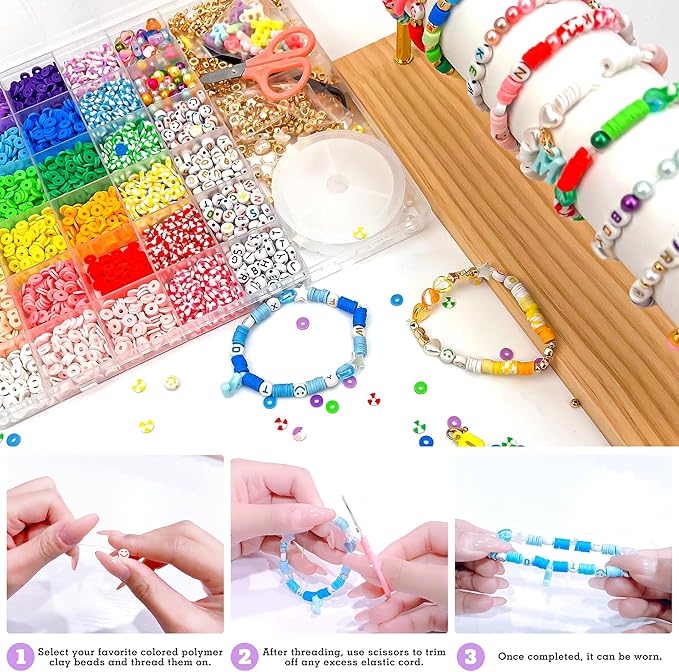 Bracelet Making Kit – 5200pcs Friendship Bracelet Kit 24 Colors Beaded Bracelet Set with Colorful Letter Beads & String for Jewelry Making, DIY Arts and Crafts Gifts, 6mm
