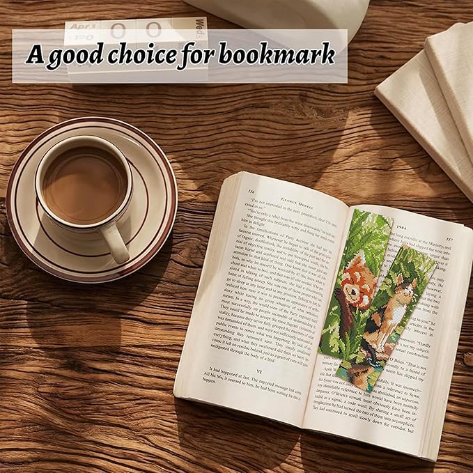 NEGEKFKX 6 Pcs Animal Cross Stitch Bookmark Kit for Adult Beginners,Cross Stitch Kits 14 CT DIY Crossstitch Kits Adult Stamped Bookmark Embroidery Bookmarks Kit