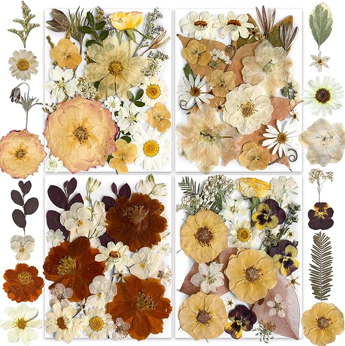 148PCS Dried Pressed Flowers for Resin Craft - YouthBro Real Nature Flowers Set with Butterfly Stickers for DIY Jewelry Nail Scrapbook Art Floral Decors Boho