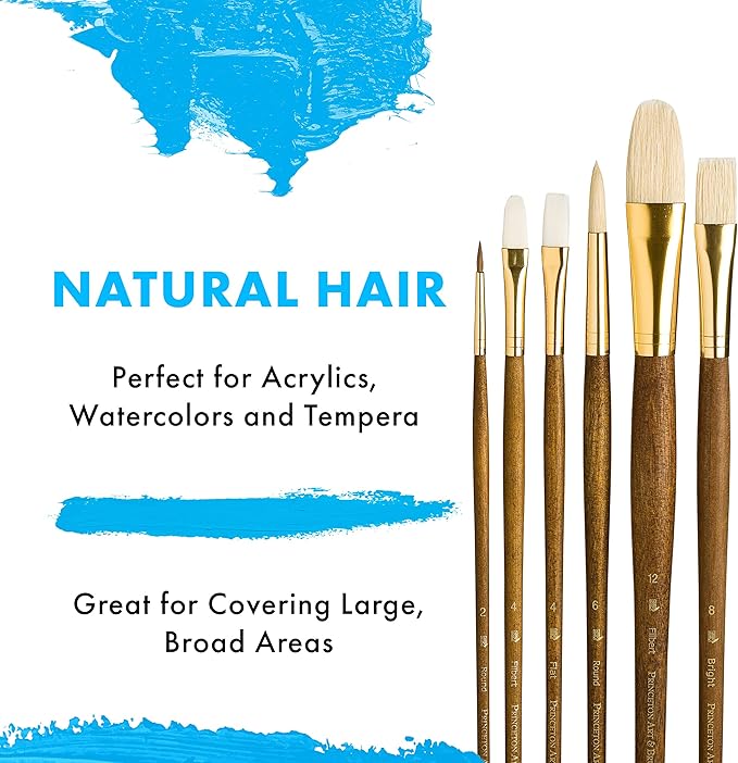 Princeton RealValue Brush Set, Natural, Brown Handle, 6 Piece, 1 Count