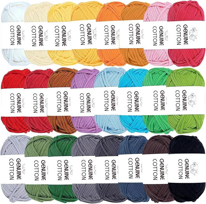 Timgle 24 Pcs Crochet Yarn for Beginners 2100 Yards Cotton for Crocheting and Knitting Soft 24x50g in Total Cotton Nylon Blend Easy Yarn for Knitting Crochet Crafts Project (24 Colors)