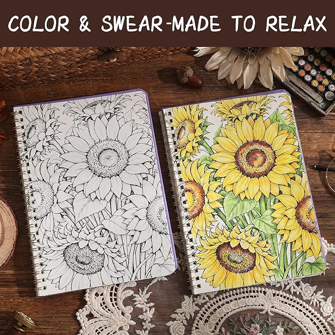 VYRANA Women's Coloring Book 30 Pages Flower Pattern Coloring Books for Adults to Relax and Relieve Anxiety, Gift for Mother's Day, Birthdays, Christmas, Anniversaries