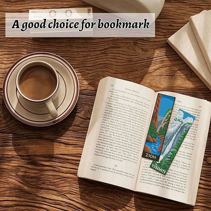 NEGEKFKX 6 Pcs National Park Cross Stitch Bookmark Kit for Adult Beginners,Cross Stitch Kits 14 CT DIY Crossstitch Kits Adult Stamped Bookmark Embroidery Bookmarks Kit