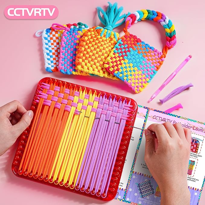 CCTVRTV Weaving Loom Kit Toys for Kids and Adults, Potholder Loops DIY Arts and Crafts for Boys and Girls Ages 5 6 7 8-12 13, Easy Potholder Loom Knitting Kits Gifts for Beginners, 252 Craft Loops.