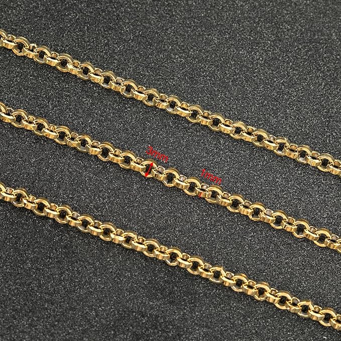 UMAOKANG 16.4 Feet Gold Plated Chain for Jewelry Making Stainless Steel Chains Bulk Flat Circle Link Chain Men and Women Necklace Bracelet DIY Jewelry Findings