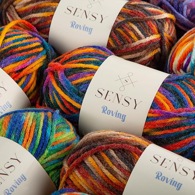 10 Skeins of Sensy Roving Multi Color Yarn, 3.5 oz, 132 Yards, Gauge 5 Bulky (Midnight)