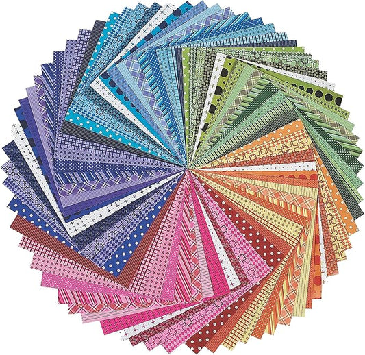 Fun Express Scrapbook Paper 12x12 - 100 Sheets Rainbow Craft Paper Pack with Patterned Designs | Acid Free Scrapbooking Supplies Kit for Adults, Kids | Decorative Paper for Card Making