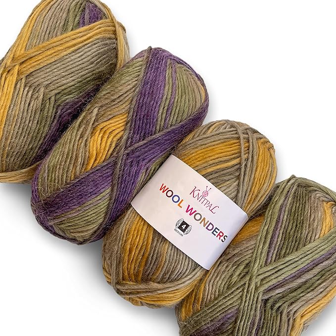 Wool Wonders Yarn for Crocheting, 4-Pack (640Yds / 400G), Free Patterns - Wool Yarn for Knitting - Aran/Heavy #4 Medium Worsted Weight - Woodland Brown