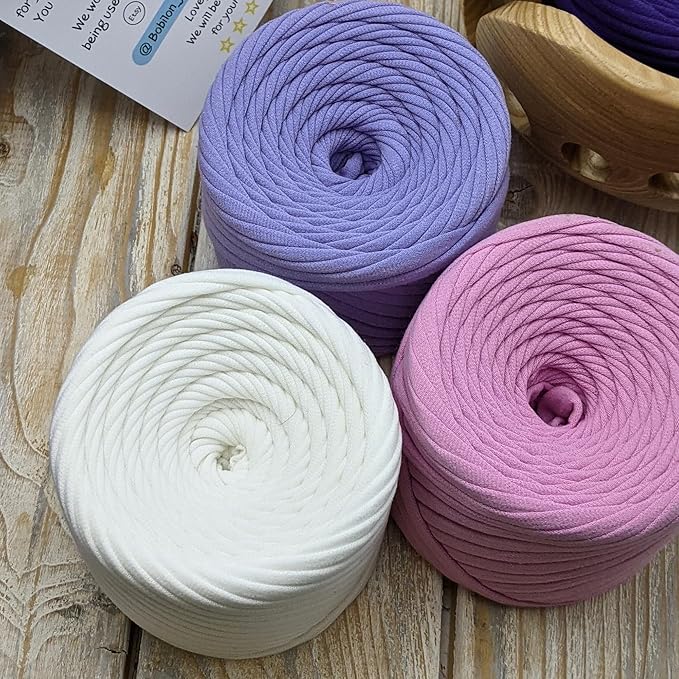 Cotton T-Shirt Yarn – 5–7 mm Jersey Ribbon for Crochet, Knitting, Macrame, DIY Crafts – 110 Yards – Soft Cotton for Bags, Baskets, Cushions – Bubble Gum