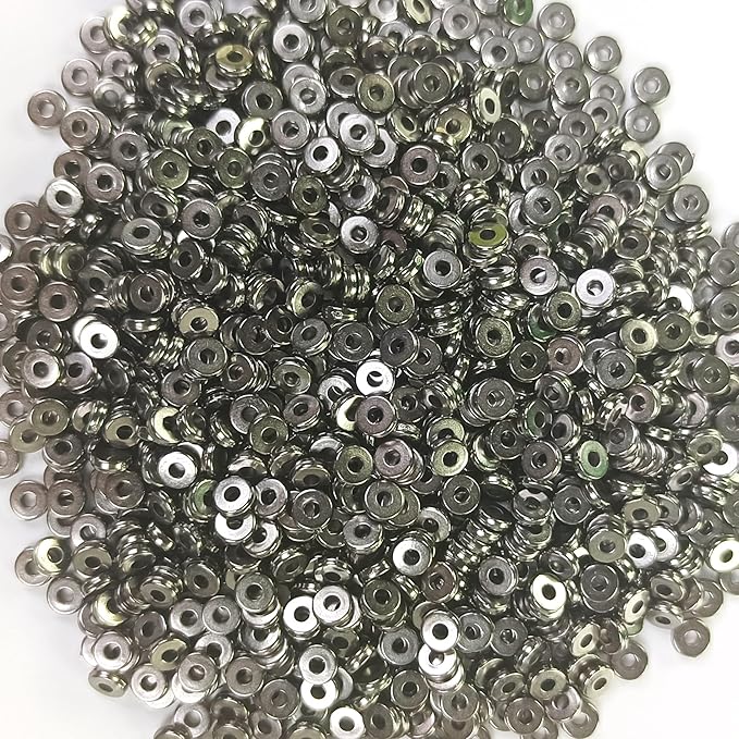 1800pcs 6mm Black Flat Round Spacer Beads Disc Loose Jewelry Making Beads for DIY Bracelet Necklace Earring Craft Supplies (BlackSpacer6mm)