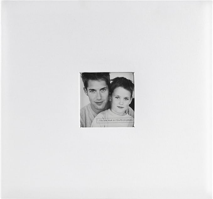 MCS Expandable 10-Page Fabric Scrapbook Album with Photo Opening Cover and 12 x 12 Inch Pages, 13.5 x 12.5 Inch, White