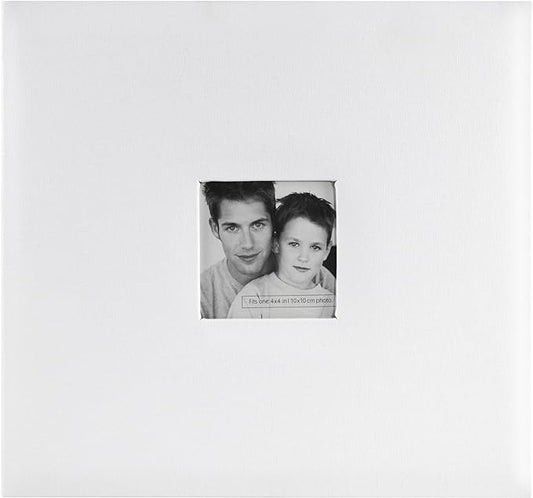 MCS Expandable 10-Page Fabric Scrapbook Album with Photo Opening Cover and 12 x 12 Inch Pages, 13.5 x 12.5 Inch, White