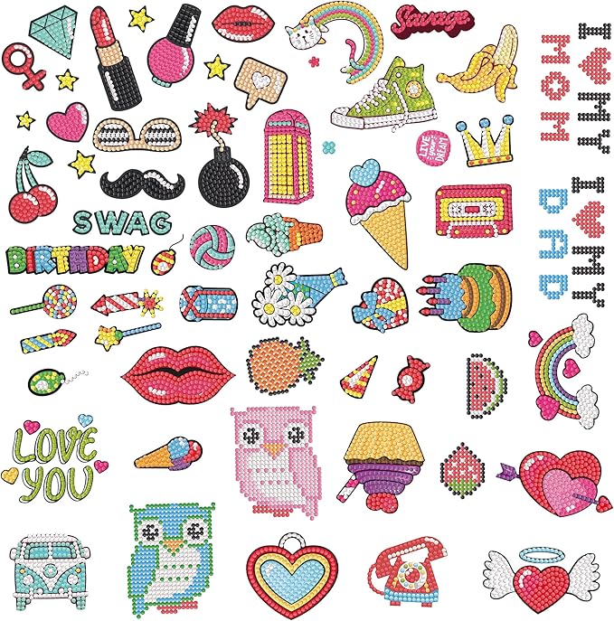 Labeol Diamond Art Kits for Kids Boys and Girls Ages 6-8-10-12 Easy to DIY Creative Diamond Art Sticker Craft by Numbers Kits for Kids and Adult Beginners (Party)