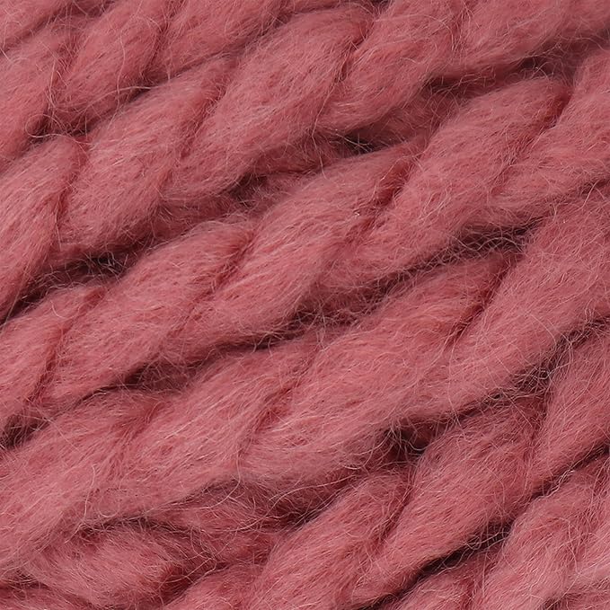 Estako Cozy Thick & Quick Yarn 20% Wool 80% Acrylic Soft Super Bulky Weight #6 Knitting and Crocheting Yarn (4 x 3.52 Oz) / (4 x 65 Yrds) (53100-Dark Rose)