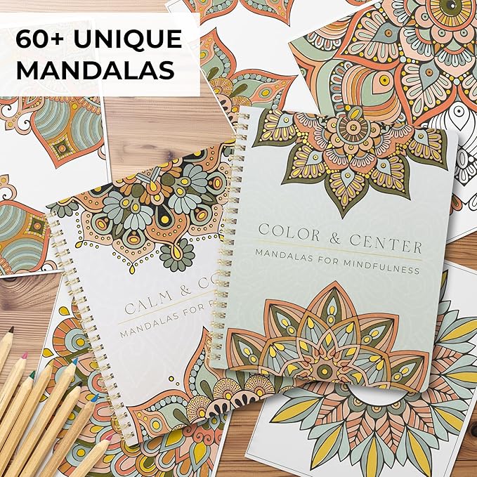 Beautiful Adult Coloring Book Set of 2 for Relaxation - Mandala Coloring Books with Inspirational Quotes Making it a Great Gift - Perfect Stress-Relieving Books Fun to Color for Women
