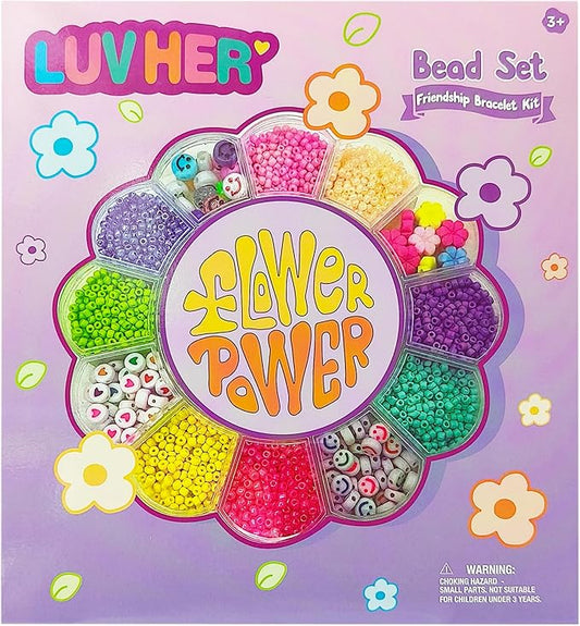 luv her beading kits - necklace making kit & diy friendship bracelet kit for girls - includes 60x 6mm verbiage, 8mm pearl beads & more - jewelry making craft kit for kids ages 6+ - 5.88'' x 4.79
