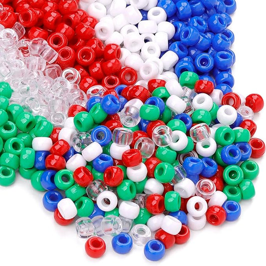 gmma red white blue green pony beads for bracelets christmas beads for friendship bracelets 1000 pcs independent day plastic beads for diy necklace jewelry making supplies