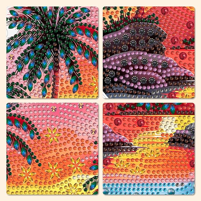 MXJSUA Sunrise Scenery Diamond Art Hanging Kits for Adults Beginners, DIY Acrylic Special Shaped Crystal Diamond Gem Art Pendant Drills Painting Ornament for Home Wall Decor and Gift