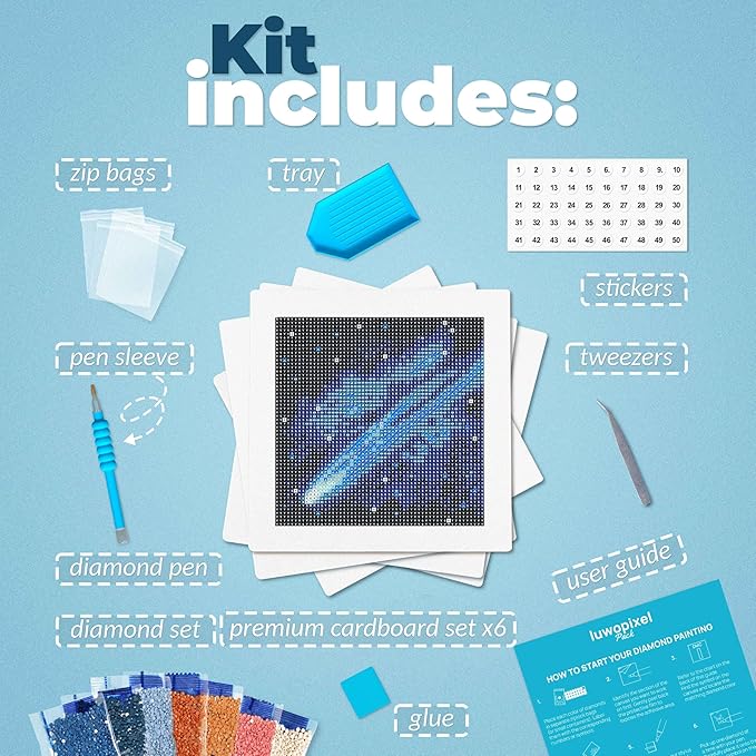 LuwoArte 6 Pack Diamond Painting Kits for Adults – Art of the Universe & Outer Space Style– Full Drill DIY Paint Gem Art for Adults – Brilliant 5D Diamond Painting Kit – Relaxing Craft for Wall Décor