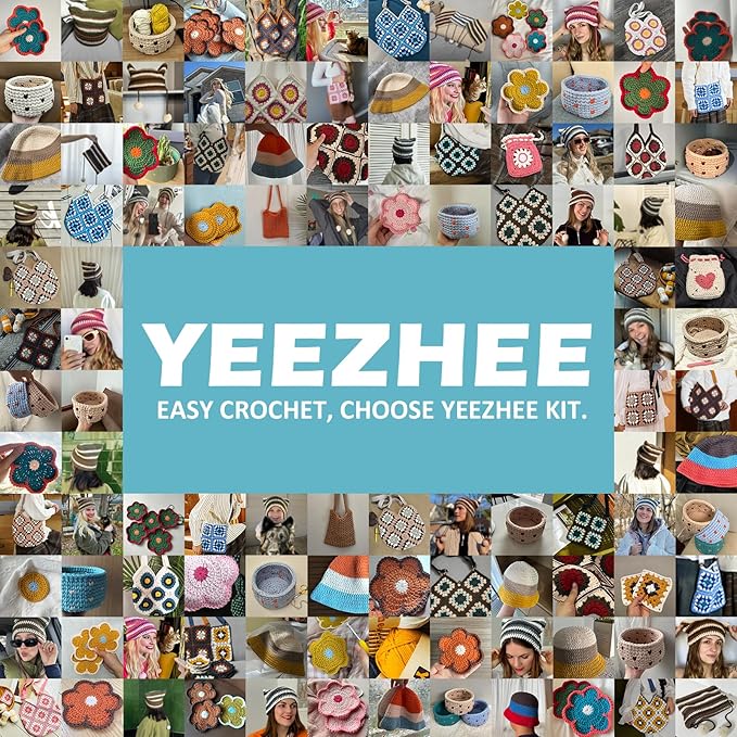 Yeezhee Crochet Kit for Advanced or Intermediate Beginners, Crochet Bag Kit with Step-by-Step Video Tutorials, Granny Square Crochet Tote Bag Set, Knitting Kit Including Yarn, Crochet Hook, Corydalis