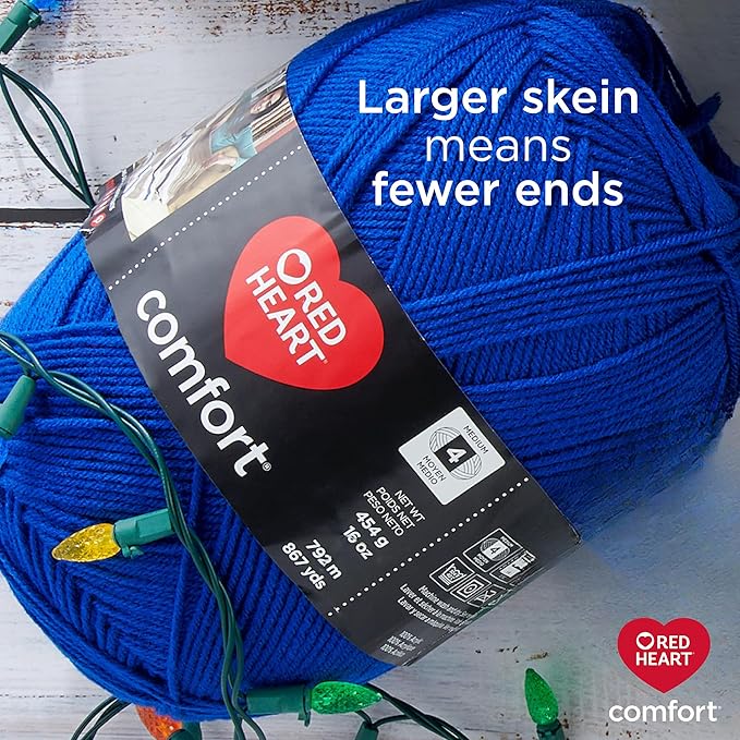 Red Heart Comfort White/Black Yarn - 1 Pack of 12oz/454g - Acrylic - 4 Medium (Worsted) - 867 Yards - Knitting/Crochet