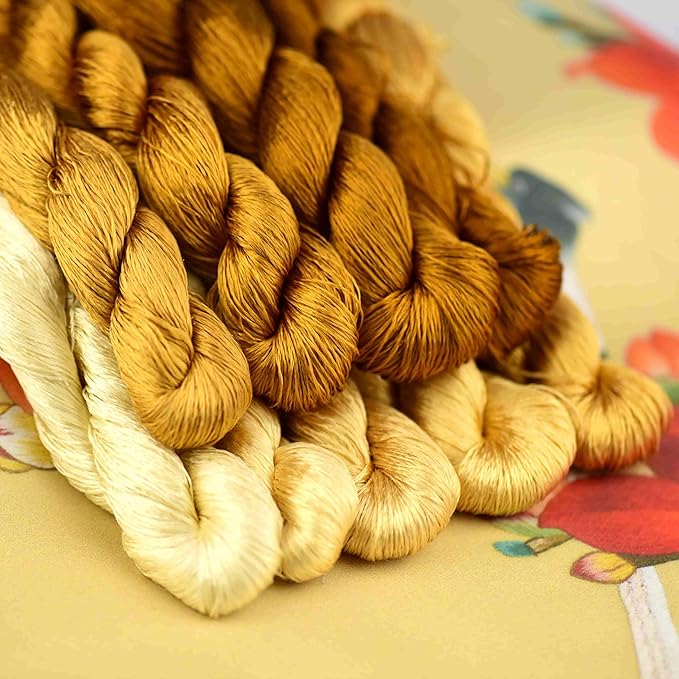 Natural 100% Silk Thread, Handmade Embroidery Thread Silk Floss 9 Colors 110m Each (36)