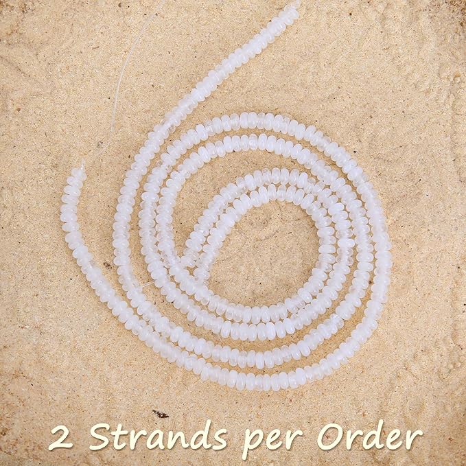 2 Strands (300PCs) White Jade Rondelle Beads, 2 * 4mm Gemstone Loose Spacer Abacus Disk Beads for DIY Bracelet Necklace Earrings Jewelry Making, Craft Supplies Beading Kit