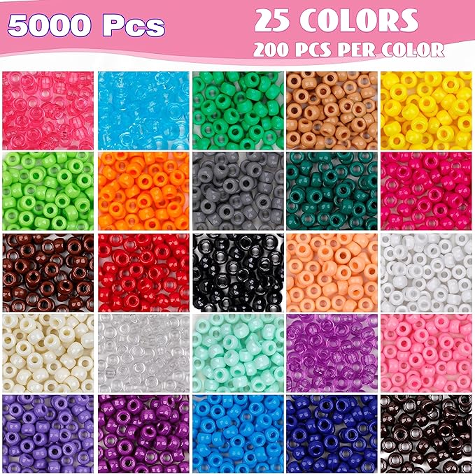 gmma colourful plastic pony beads for bracelet for jewelry making for friendship bracelets 6x9mm multi-colored for beads hair braiding diy bracelet necklace party decoration supplies