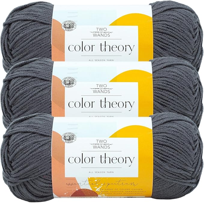 Lion Brand Yarn, Color Theory Worsted Weight Yarn for Knitting and Crochet, Thunder, 3 Pack, Acrylic Fiber with Modern Color Palette, Perfect for Sweaters, Hats and Cozy Blankets