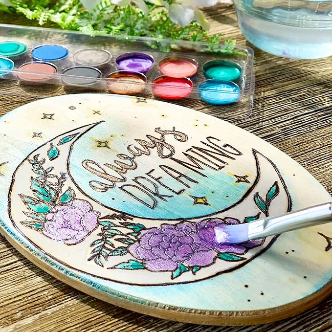 ArtSkills Wood Burning Kit for Beginners, Deluxe Pyrography Wood Engraving Art Set with Burner Pen, Stencils, Watercolor Paints, DIY Tools for Adults and Kids, 48 Pieces