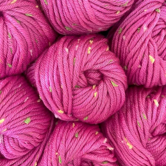 Tweed Twinkles Soft Baby Yarn for Crocheting, 8-Pack (696Yds / 400G), Free Patterns - Acrylic Baby Blanket Knitting Yarn with Flecks - Size 3 DK Light Worsted Weight - Fuchsia Pink