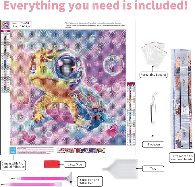 GEEHEIY Sea Turtle Diamond Art Kits for Kids, 5D Turtle Diamond Painting Kits for Adults Beginner, DIY Animal Gem Art Dots for Adults, Perfect for Home Wall Decor 14x14 Inch
