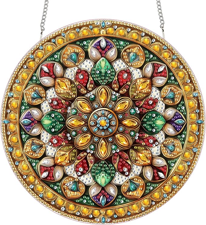 SKRYUIE Flower Hanging Diamond Art Kits for Adults Pendant Suncatcher, Special Shaped Crystal DIY Pearl Diamond Painting Kit, Gift for Mother Spring Summer Window Wreath Decor 7.48 x 7.32 Inch A41