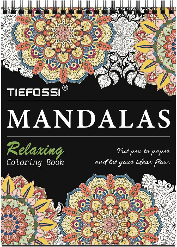 TIEFOSSI Relaxing Coloring Book, for Adults to Relax and Relieve Anxiety,160 GSM 60 Original Tearable Mandala Patterns Designs, Gift for Adult Women Men
