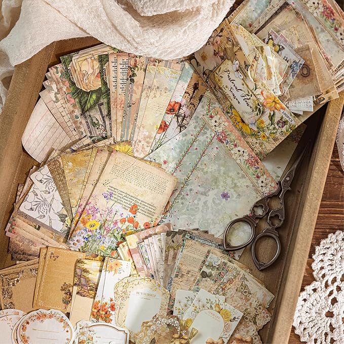 400PCS Vintage Scrapbook Paper Journaling Scrapbooking Supplies Kit Decorative Craft Paper Assorted for Bullet Junk Journals Card Making Crafts, County Post Office