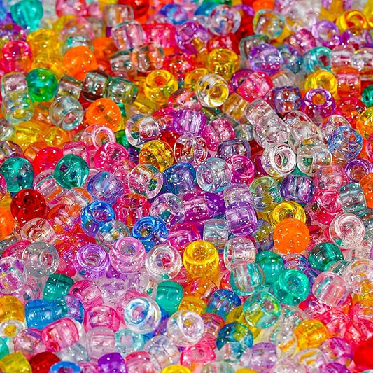 1000+pcs glitter pony beads bulk, acrylic 9mm large plastic bead for bracelets big hole hair braids crafts diy projects