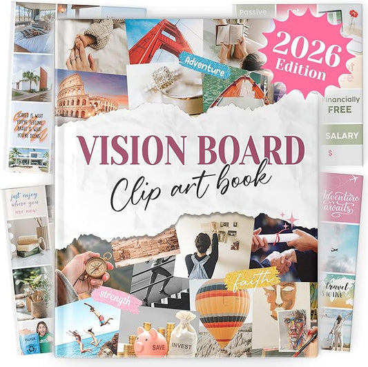 BrightenKidz Vision Board Book – Create Your Dream Life with Inspirational Clip Art, Collage Pictures & Quotes | Vision Board Supplies Kit for Women | Ideal Magazines to Visualize & Achieve Your Goals