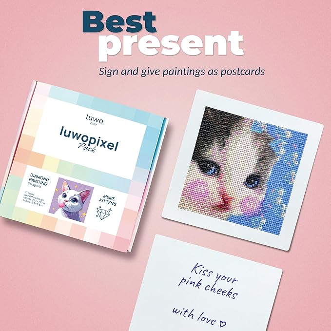 LuwoArte 6 Pack Diamond Painting Kits for Adults – Featuring Meme Kittens and Cute Cats – Full Drill DIY Paint Gem Art for Adults – Brilliant 5D Diamond Painting Kit–Relaxing Craft for Home Wall Décor