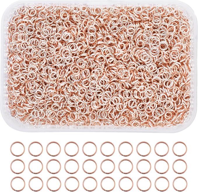 Mandala Crafts Assorted Rose Gold Color Jump Rings Jewelry Findings Metal O Rings for Jewelry Making Supplies - 3000 4mm Small Open Jump Rings Kit for Necklace Earring
