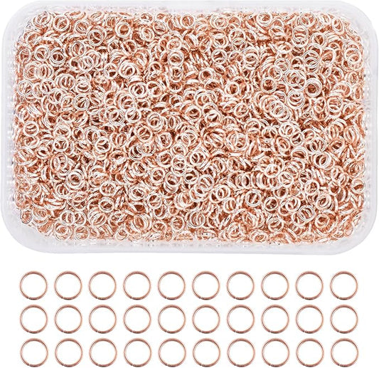 Mandala Crafts Assorted Rose Gold Color Jump Rings Jewelry Findings Metal O Rings for Jewelry Making Supplies - 5000 3mm Small Open Jump Rings Kit for Necklace Earring