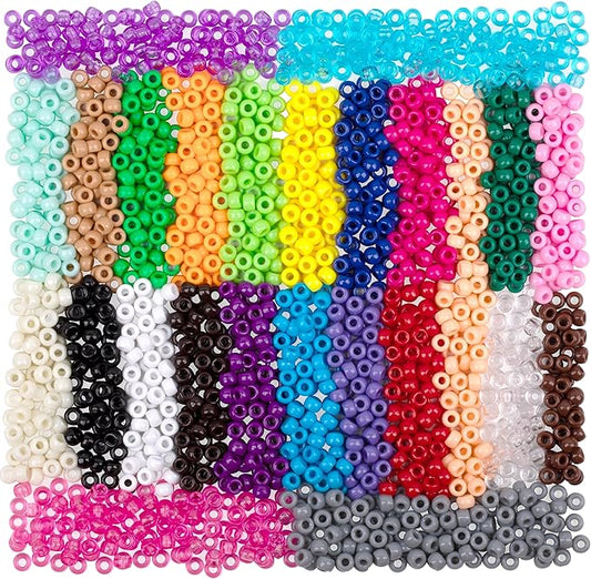 gmma colourful plastic pony beads for bracelet for jewelry making for friendship bracelets 6x9mm multi-colored for beads hair braiding diy bracelet necklace party decoration supplies