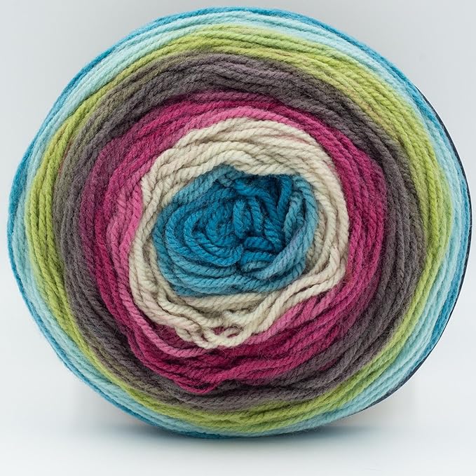 Lion Brand Yarn, Mandala DK Lightweight Yarn for Knitting, Crochet, and Crafts, Kappa, 1 Pack, Self-Striping Acrylic Fiber for Baby Blankets, Multicolor Shawls and Variegated Cardigans