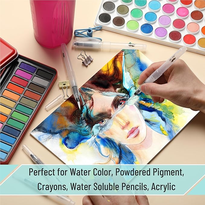 Mr. Pen- Watercolor Brush Pens, 9 pcs, Watercolor Brushes Set, Water Brush Pen, Water Color Pens, Refillable Brush Pen